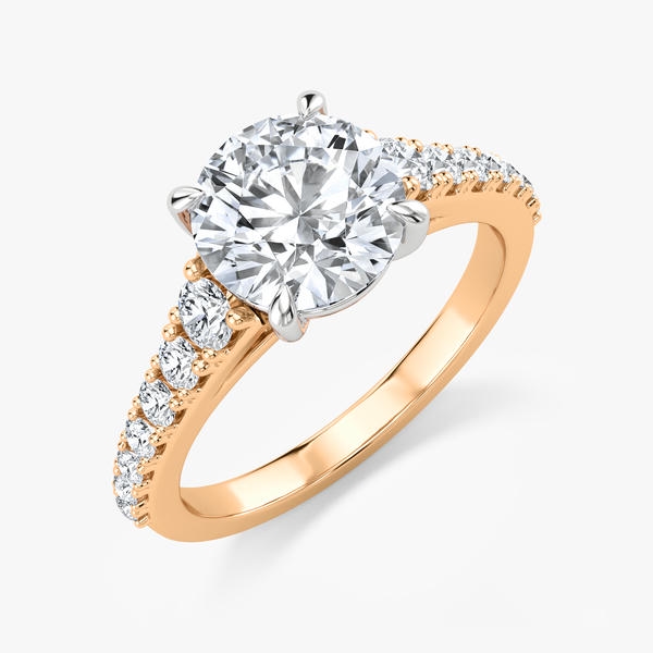 Bague pour femme en or 14k, 15 diamants de laboratoire VS F+ pour 3.45 carat ( diamant central de 3 carat ) - FDC-653AY-300RD - MALO