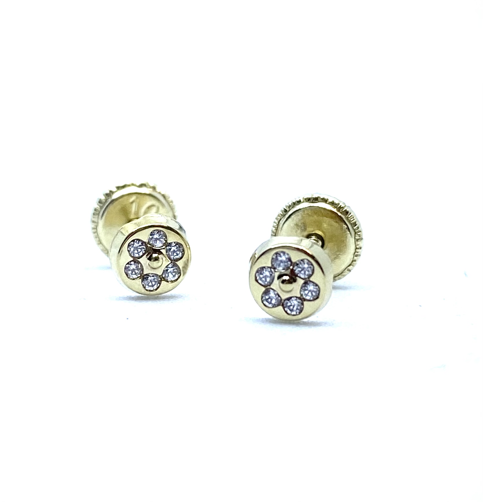 Boucles d'oreilles vissées pour enfant en or 10k, cubic zirconium - JL-44-10 - BFLY