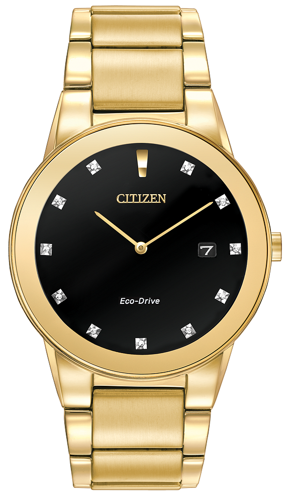 Montre pour homme en stainless, Eco-Drive, 11 diamants - AU1062-56G - Citizen