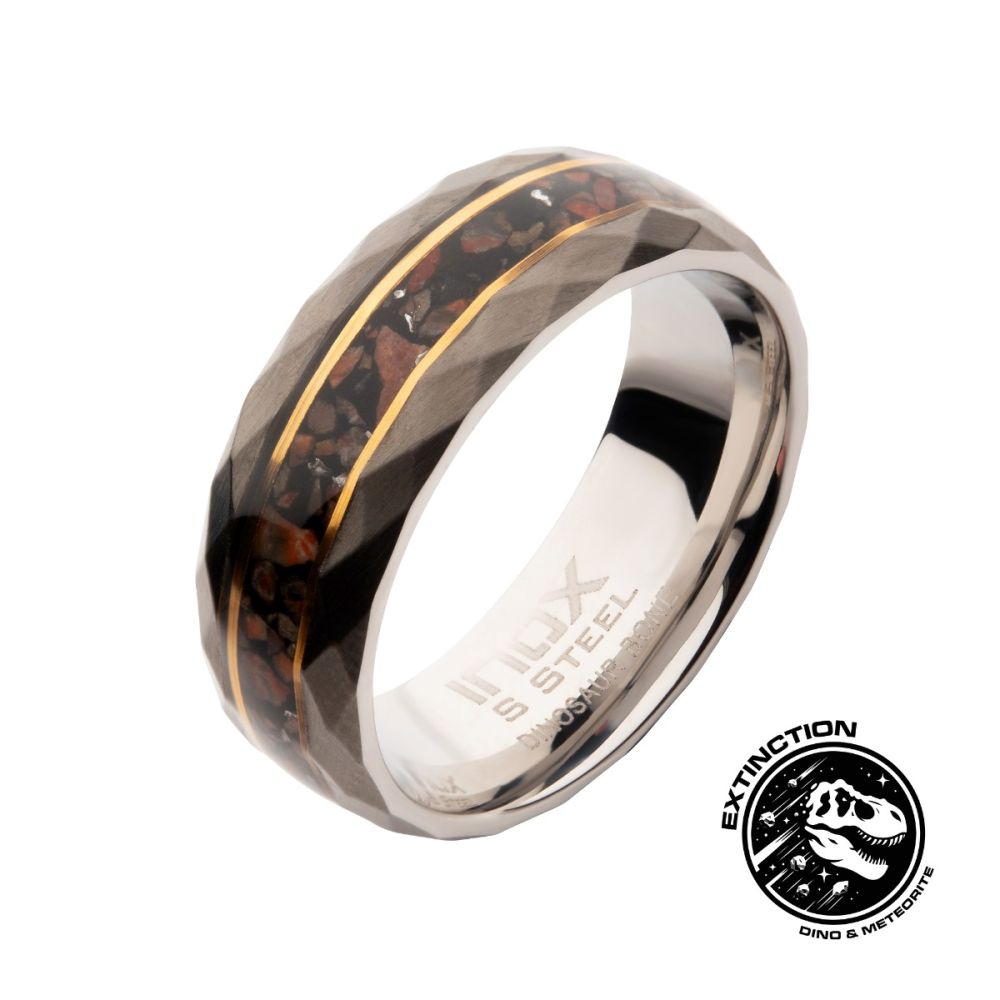 Jonc pour homme en stainless et os de dinosaure - FRDB836GM-10 - Inox