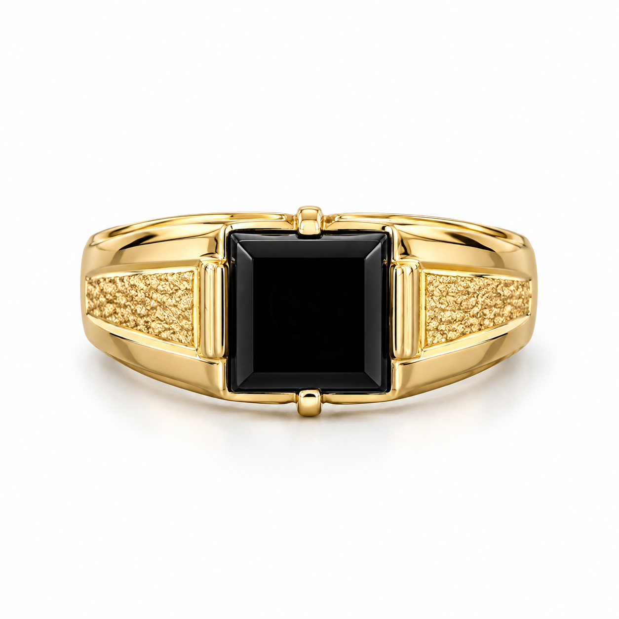 1 bague pour homme en oe 10k, 1 onyx 8x8mm - BH18 - Fortier Design