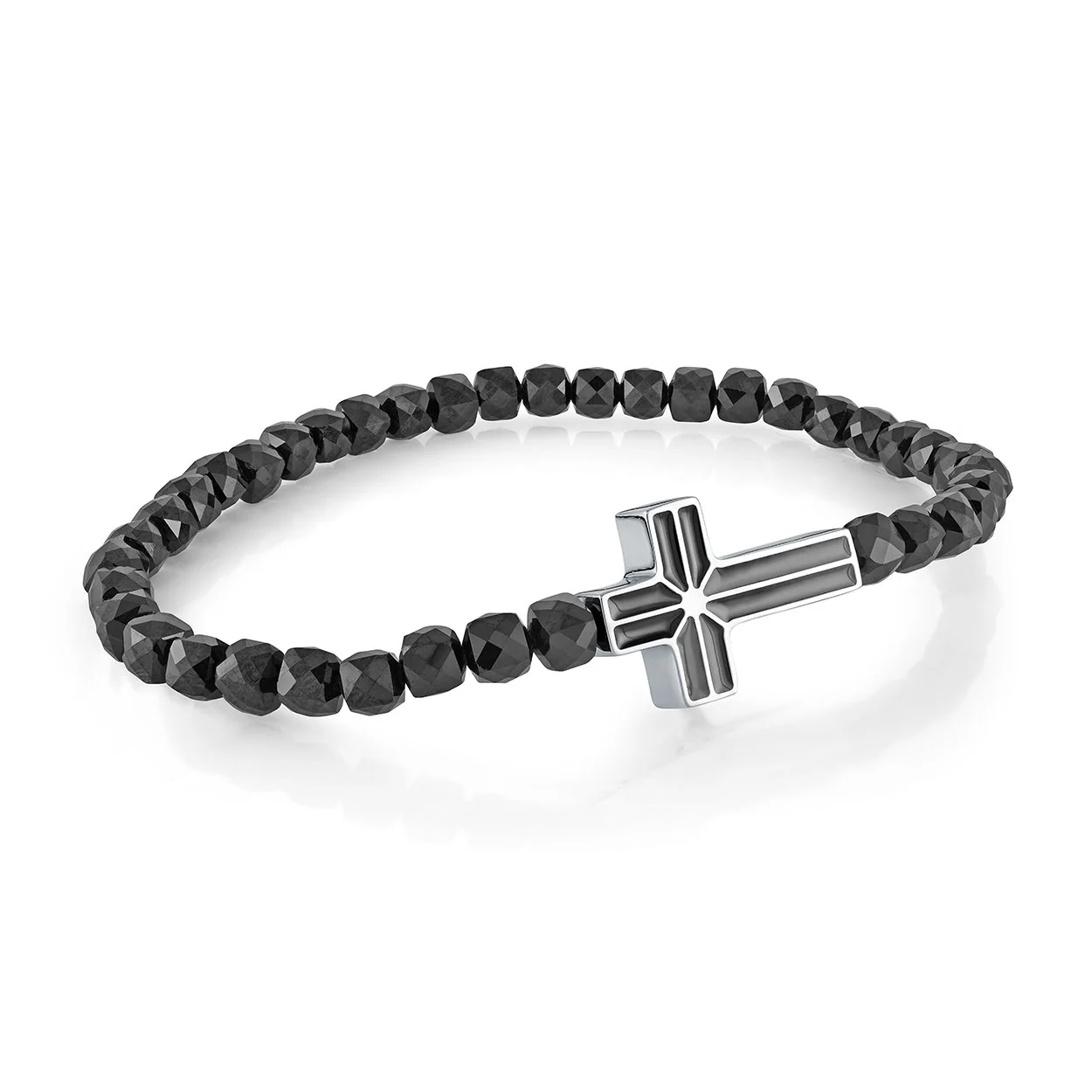 Bracelet en stainless, boules, croix - BB-366-7.5 - Italgem