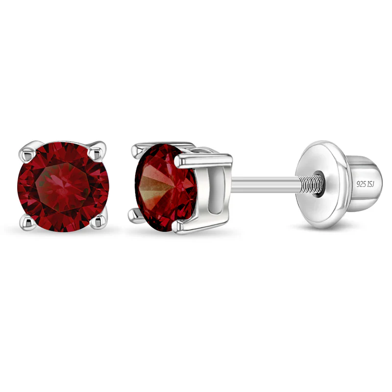 Boucles d'oreilles vissées pour enfant en argent 925, cubic zirconium - SS-03-01124 - In Season Jewelry