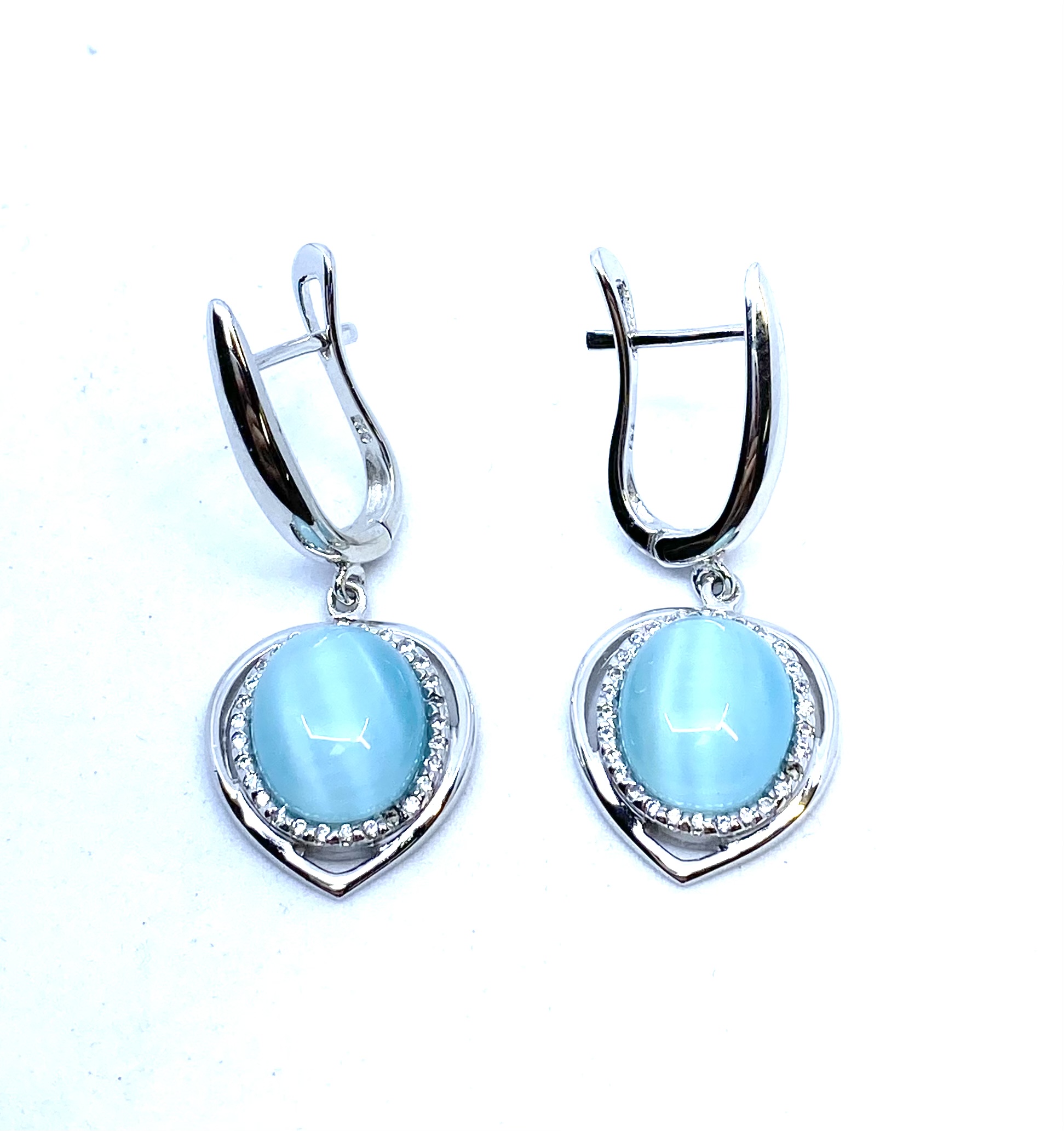 Boucles d'oreilles pour femme en argent 925, zircons - ESE-08 - Ethan Stars
