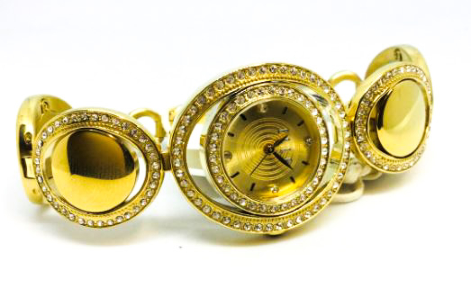 Montre femme, stainless, bracelet à mailles rondes, candra entouré de pierres - W20146B04N - ELLE