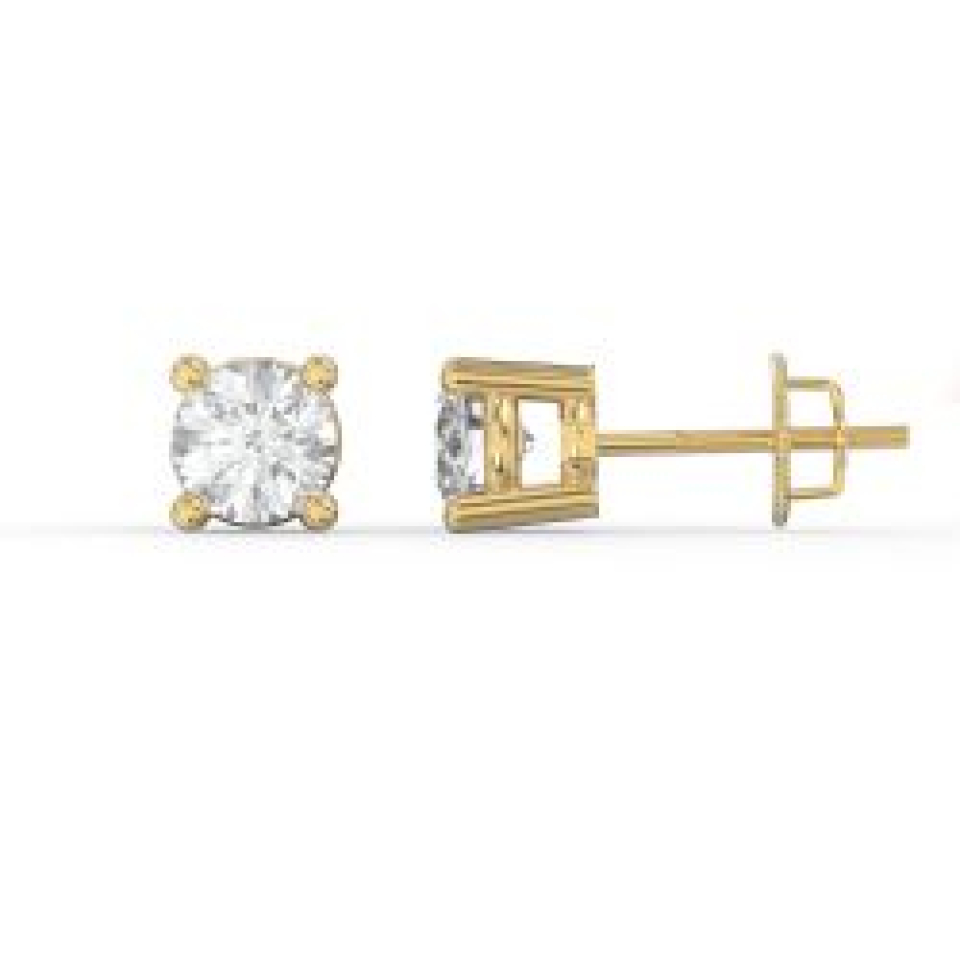 Boucles d'oreilles en or 14K, 2 diamants VS fabriqués en laboratoire pour 0.75 carat - S-022EY-75 - MALO