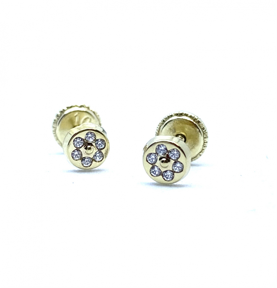 Boucles d'oreilles vissées pour enfant en or 10k, cubic zirconium - JL-44-10 - BFLY