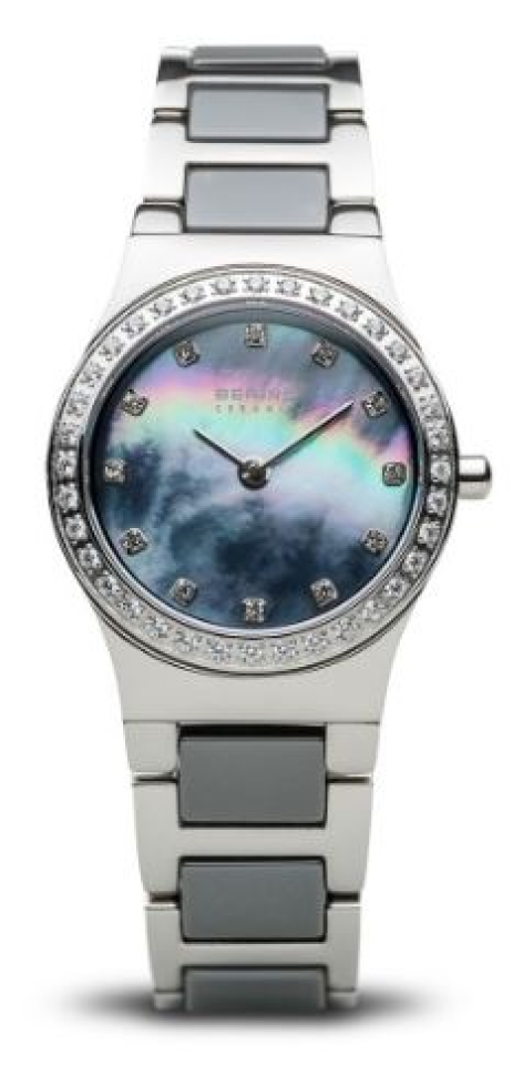 Montre femme, stainless/céramique, cadran entouré de pierres, 5ATM - 32426-789 - Bering